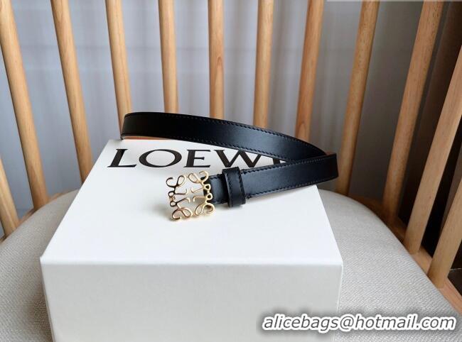 Stylish Discount Loewe Anagram Belt 2cm in Smooth Calfskin Leather LW091206 Black/Gold 2025