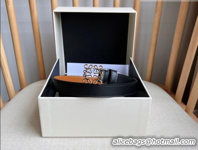 Stylish Discount Loewe Anagram Belt 2cm in Smooth Calfskin Leather LW091206 Black/Gold 2025