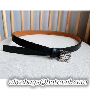 Good Quality Loewe Anagram Belt 2cm in Smooth Calfskin Leather LW091206 Black/Silver 2025