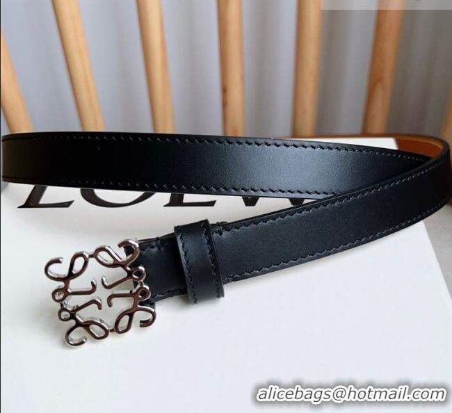 Good Quality Loewe Anagram Belt 2cm in Smooth Calfskin Leather LW091206 Black/Silver 2025