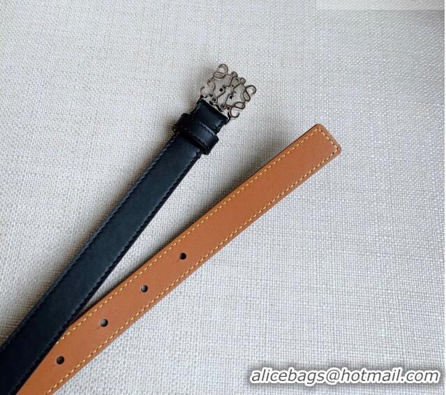 Good Quality Loewe Anagram Belt 2cm in Smooth Calfskin Leather LW091206 Black/Silver 2025