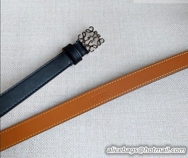 Good Quality Loewe Anagram Belt 2cm in Smooth Calfskin Leather LW091206 Black/Silver 2025