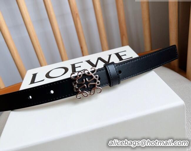 Good Quality Loewe Anagram Belt 2cm in Smooth Calfskin Leather LW091206 Black/Silver 2025