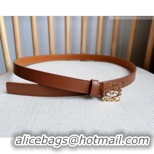 Best Product Loewe Anagram Belt 2cm in Smooth Calfskin Leather LW091206 Brown/Gold 2025
