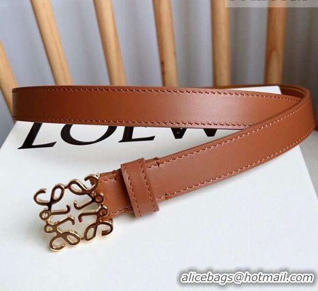 Best Product Loewe Anagram Belt 2cm in Smooth Calfskin Leather LW091206 Brown/Gold 2025