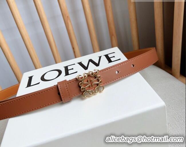 Best Product Loewe Anagram Belt 2cm in Smooth Calfskin Leather LW091206 Brown/Gold 2025