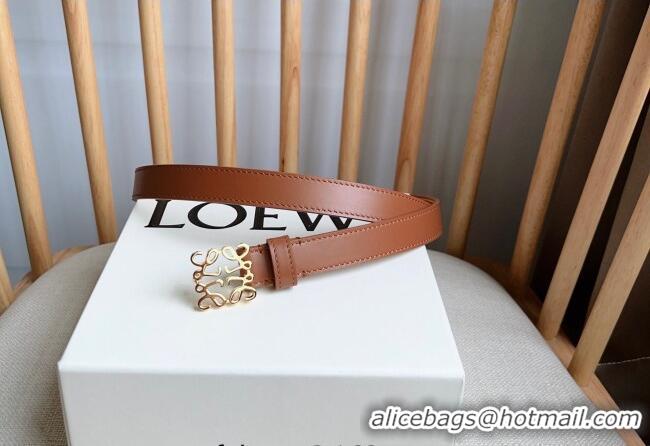 Best Product Loewe Anagram Belt 2cm in Smooth Calfskin Leather LW091206 Brown/Gold 2025