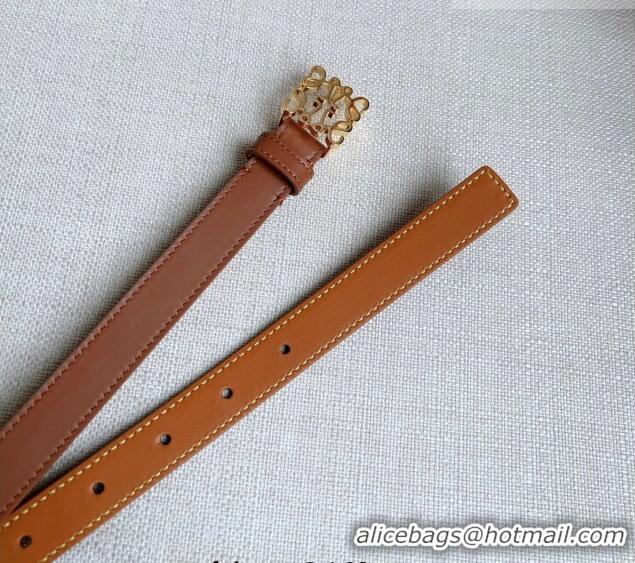 Best Product Loewe Anagram Belt 2cm in Smooth Calfskin Leather LW091206 Brown/Gold 2025