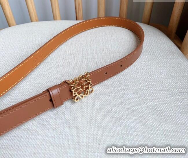 Best Product Loewe Anagram Belt 2cm in Smooth Calfskin Leather LW091206 Brown/Gold 2025