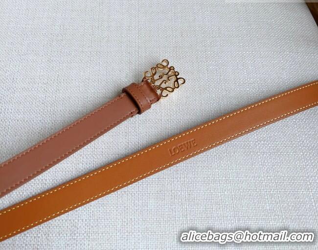 Best Product Loewe Anagram Belt 2cm in Smooth Calfskin Leather LW091206 Brown/Gold 2025