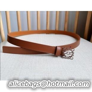 New Design Loewe Anagram Belt 2cm in Smooth Calfskin Leather LW091206 Brown/Silver 2025
