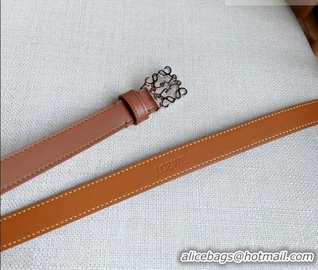 New Design Loewe Anagram Belt 2cm in Smooth Calfskin Leather LW091206 Brown/Silver 2025