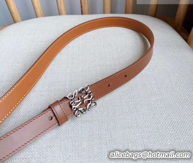 New Design Loewe Anagram Belt 2cm in Smooth Calfskin Leather LW091206 Brown/Silver 2025
