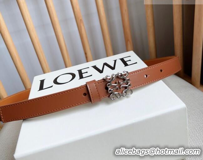 New Design Loewe Anagram Belt 2cm in Smooth Calfskin Leather LW091206 Brown/Silver 2025