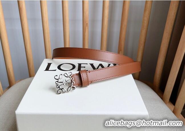 New Design Loewe Anagram Belt 2cm in Smooth Calfskin Leather LW091206 Brown/Silver 2025