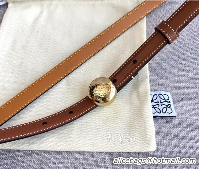 Top Grade Loewe Pebble Belt 1.5cm in Calfskin Leather LW091201 Brown/Gold 2025