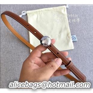 Good Looking Loewe Pebble Belt 1.5cm in Calfskin Leather LW091201 Brown/Silver 2025