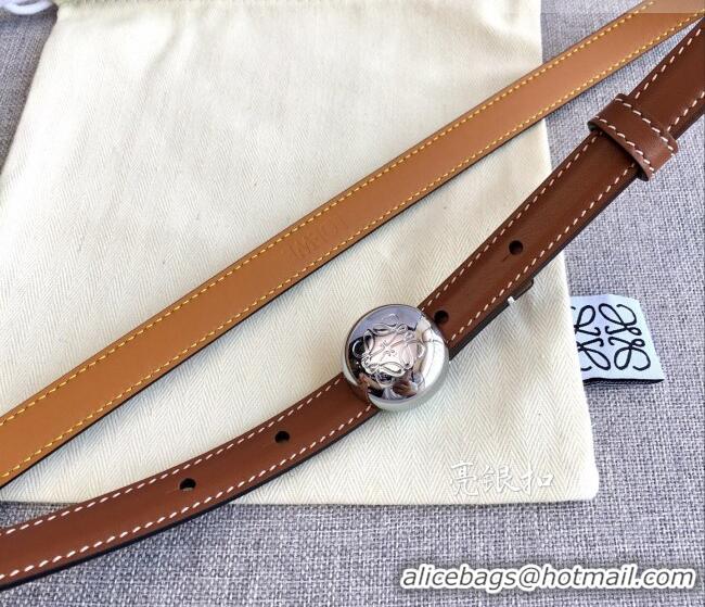 Good Looking Loewe Pebble Belt 1.5cm in Calfskin Leather LW091201 Brown/Silver 2025