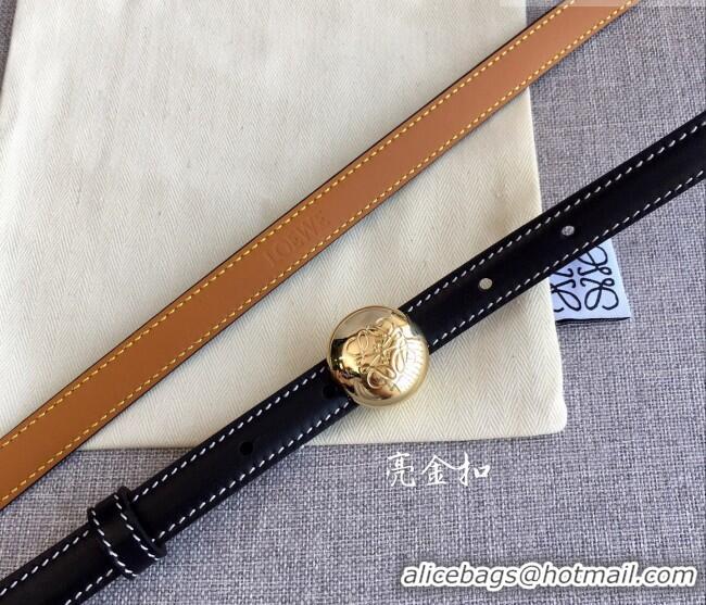 New Cheap Loewe Pebble Belt 1.5cm in Calfskin Leather LW091201 Black/Gold 2025