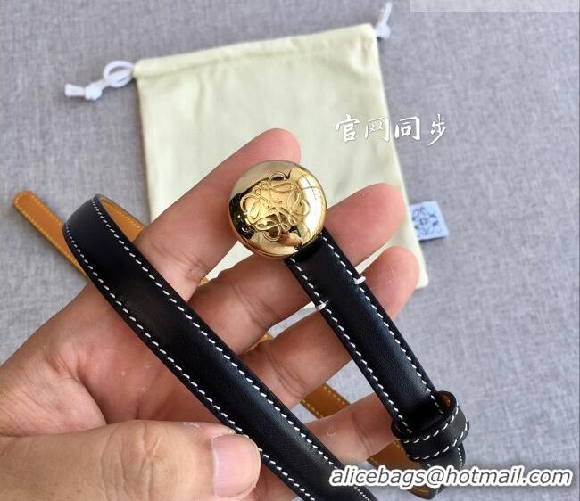 New Cheap Loewe Pebble Belt 1.5cm in Calfskin Leather LW091201 Black/Gold 2025
