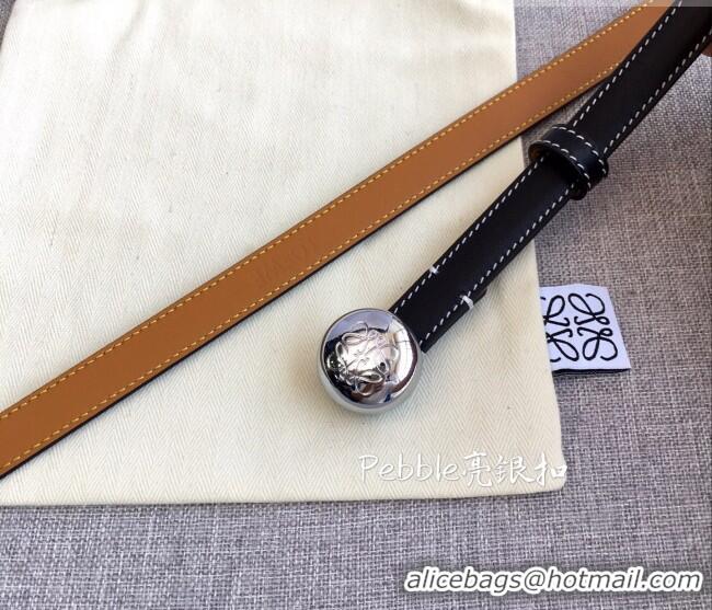 Cheapest Loewe Pebble Belt 1.5cm in Calfskin Leather LW091201 Black/Silver 2025