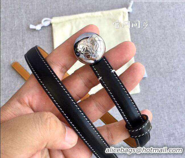 Cheapest Loewe Pebble Belt 1.5cm in Calfskin Leather LW091201 Black/Silver 2025