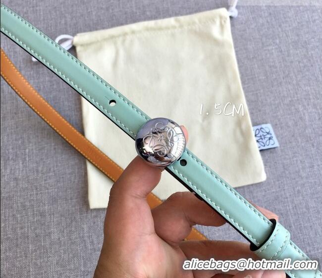 Modern Classic Loewe Pebble Belt 1.5cm in Calfskin Leather LW091201 Green/Silver 2025