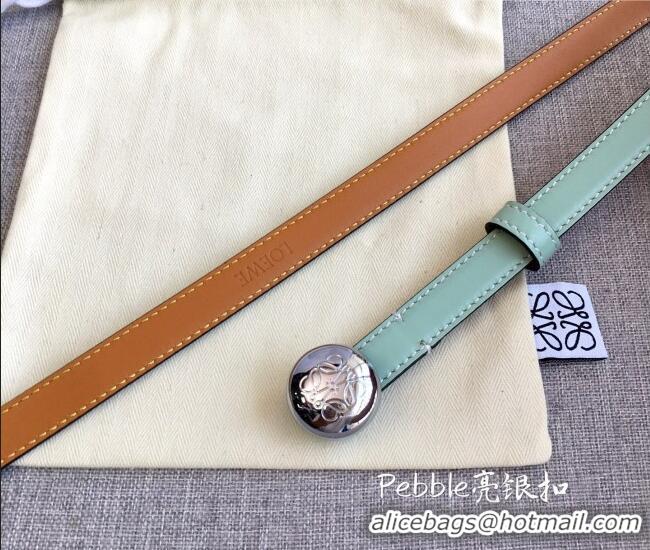 Modern Classic Loewe Pebble Belt 1.5cm in Calfskin Leather LW091201 Green/Silver 2025