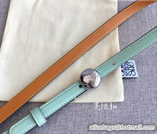 Modern Classic Loewe Pebble Belt 1.5cm in Calfskin Leather LW091201 Green/Silver 2025