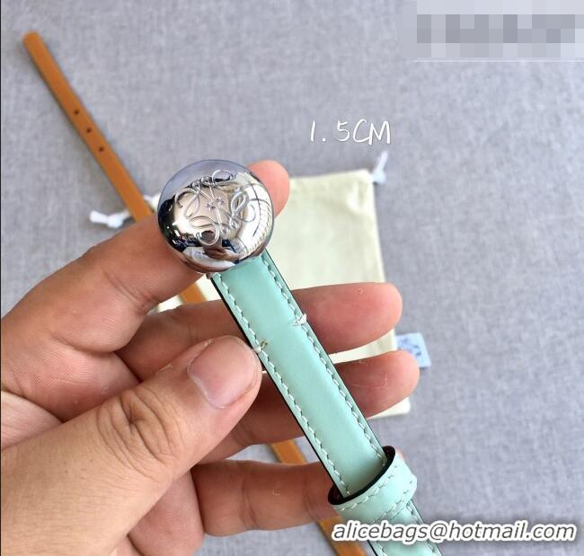Modern Classic Loewe Pebble Belt 1.5cm in Calfskin Leather LW091201 Green/Silver 2025