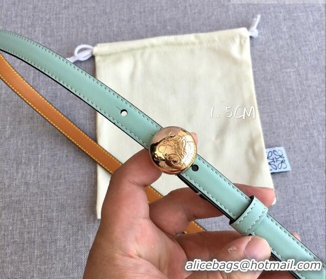 New Fashion Loewe Pebble Belt 1.5cm in Calfskin Leather LW091201 Green/Gold 2025
