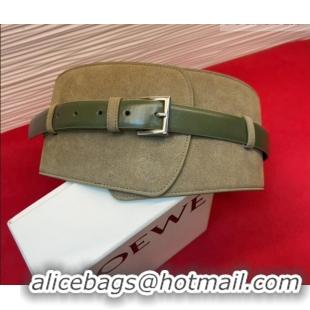 Good Taste Loewe Suede and Leather Waist Belt 12cm LW031701 Green 2026