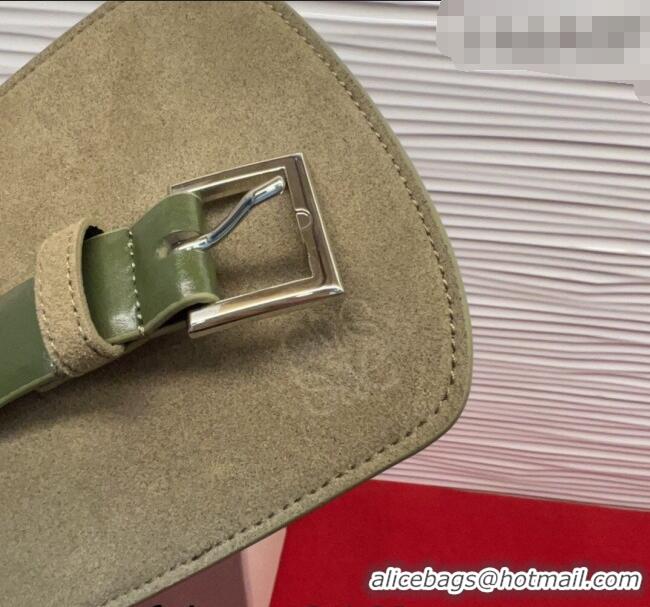 Good Taste Loewe Suede and Leather Waist Belt 12cm LW031701 Green 2026
