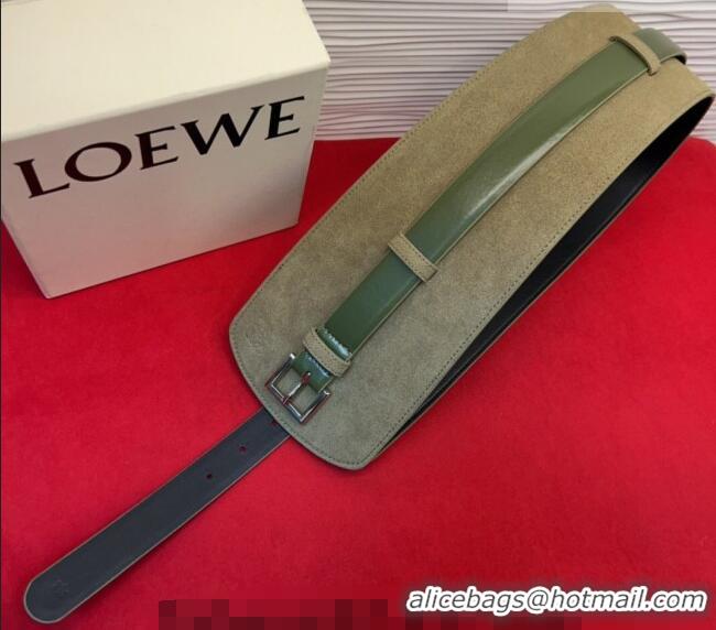 Good Taste Loewe Suede and Leather Waist Belt 12cm LW031701 Green 2026