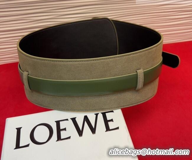 Good Taste Loewe Suede and Leather Waist Belt 12cm LW031701 Green 2026