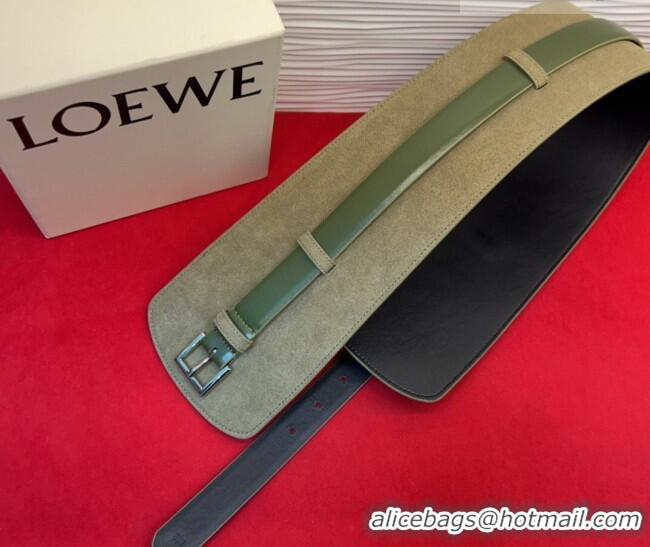 Good Taste Loewe Suede and Leather Waist Belt 12cm LW031701 Green 2026