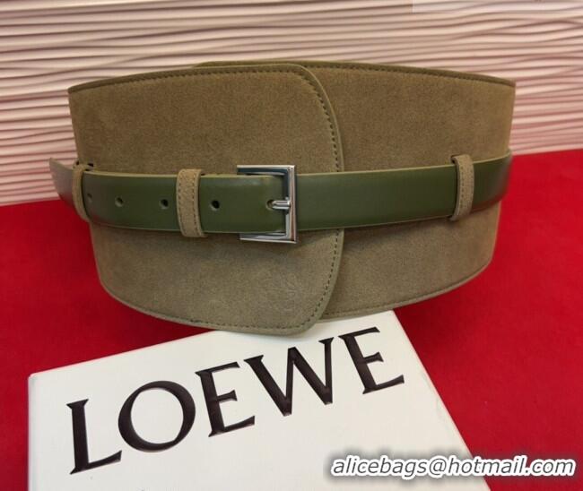 Good Taste Loewe Suede and Leather Waist Belt 12cm LW031701 Green 2026