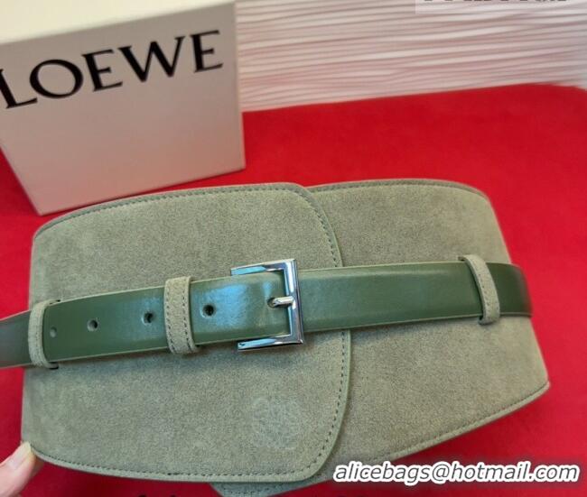Good Taste Loewe Suede and Leather Waist Belt 12cm LW031701 Green 2026