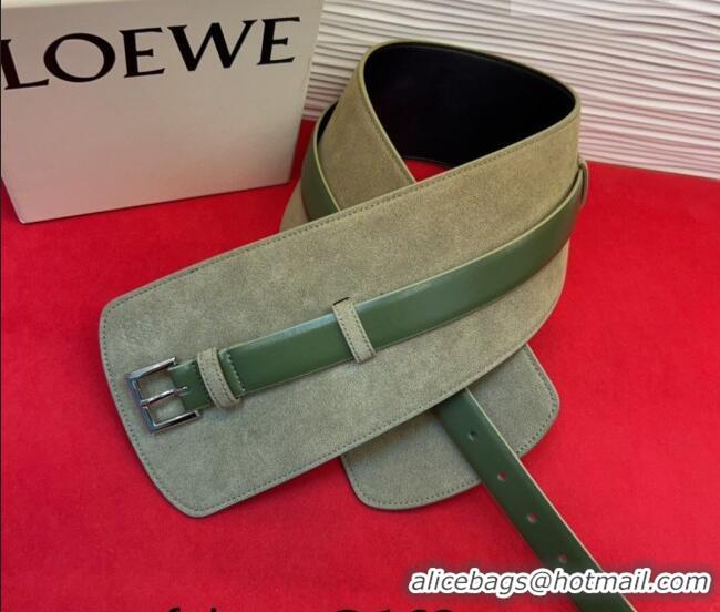 Good Taste Loewe Suede and Leather Waist Belt 12cm LW031701 Green 2026
