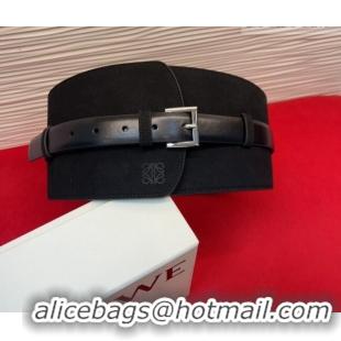 Free Shipping Discount Loewe Suede and Leather Waist Belt 12cm LW031701 Black 2026