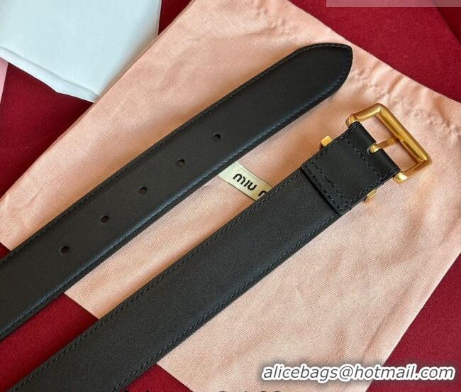 Super Quality Miu Miu Leather Belt 3.5cm 5432 Black 2023