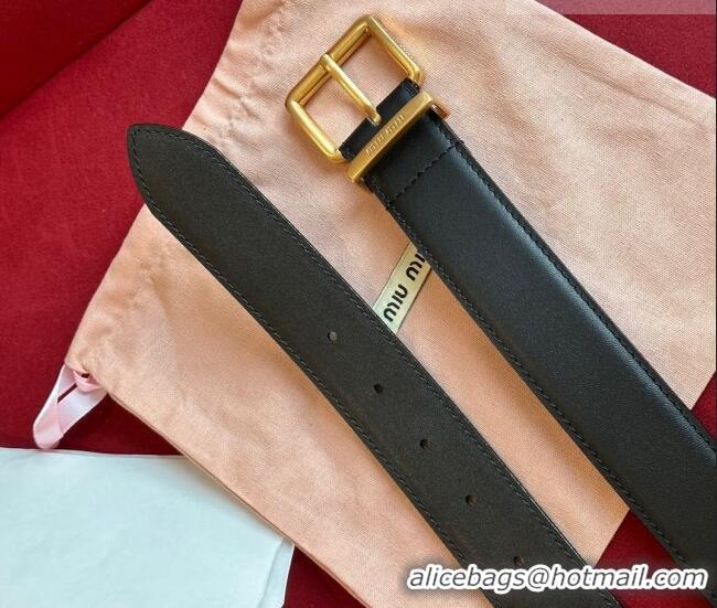 Super Quality Miu Miu Leather Belt 3.5cm 5432 Black 2023