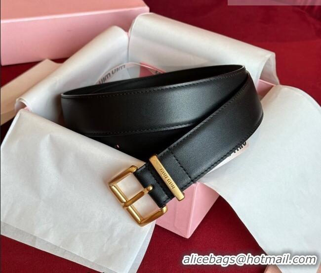 Super Quality Miu Miu Leather Belt 3.5cm 5432 Black 2023