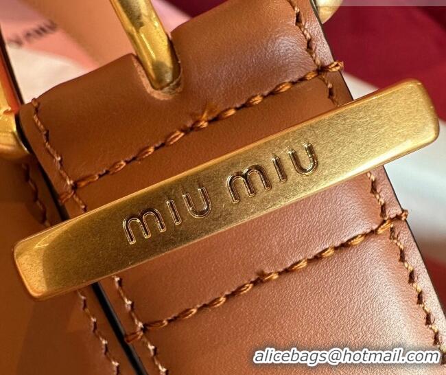 Buy Fashionable Miu Miu Leather Belt 3.5cm 5432 Tan Brown