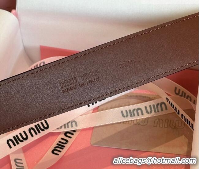 Trendy Design Miu Miu Leather Belt 3.5cm 5432 Dark Brown