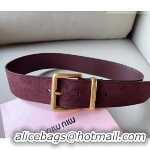 Reasonable Price Miu Miu Suede Wide Belt 5cm 0113 Dark Purple/Gold