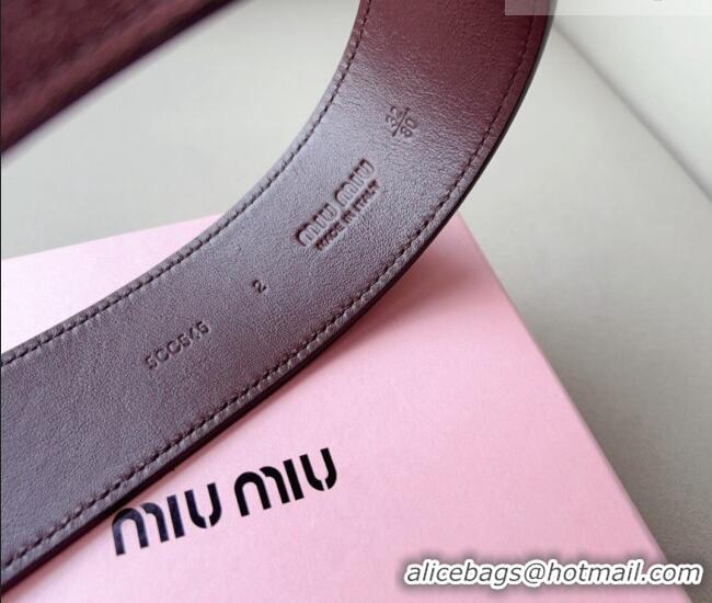 Reasonable Price Miu Miu Suede Wide Belt 5cm 0113 Dark Purple/Gold