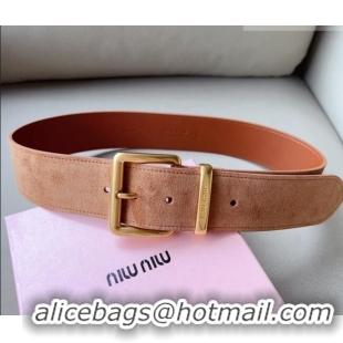 Well Crafted Miu Miu Suede Wide Belt 5cm 0113 Camel Brown/Gold