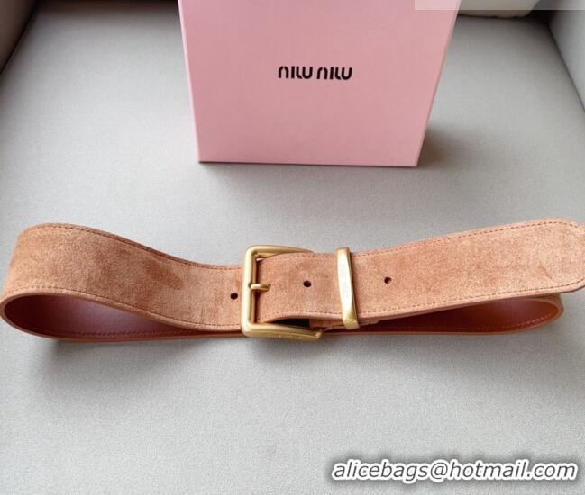 Well Crafted Miu Miu Suede Wide Belt 5cm 0113 Camel Brown/Gold