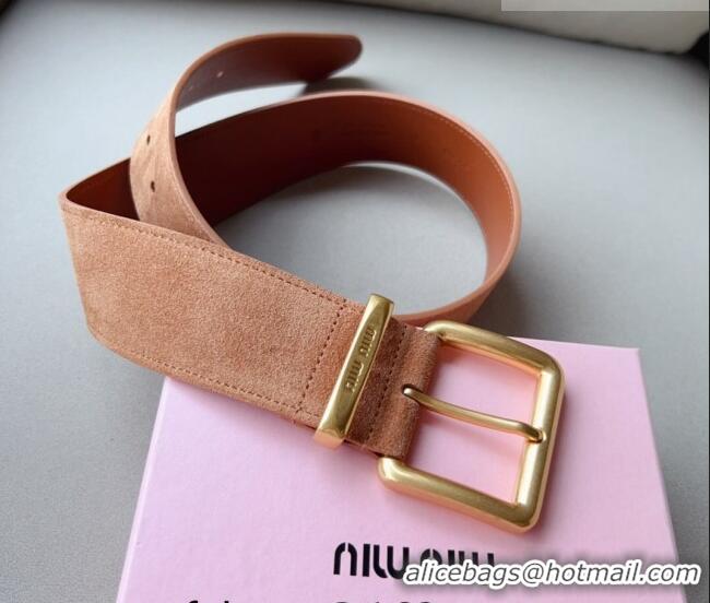 Well Crafted Miu Miu Suede Wide Belt 5cm 0113 Camel Brown/Gold